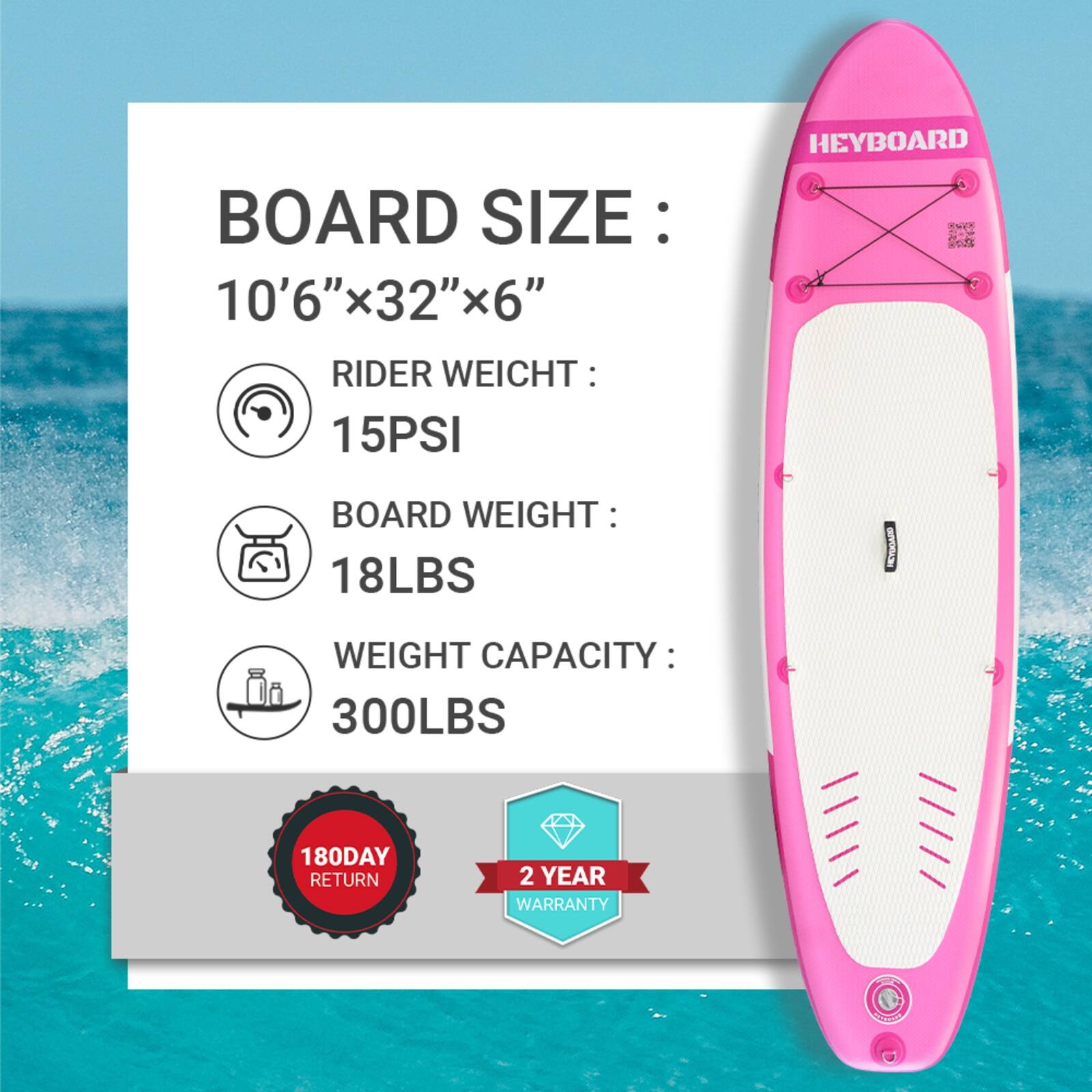 HEYBOARD Inflatable Stand Up Paddle Board 10'/10'6” Standup