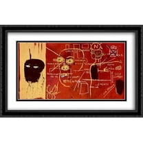 Florence 2x Matted 40x26 Large Black Ornate Framed Art Print by Jean Michel Basquiat