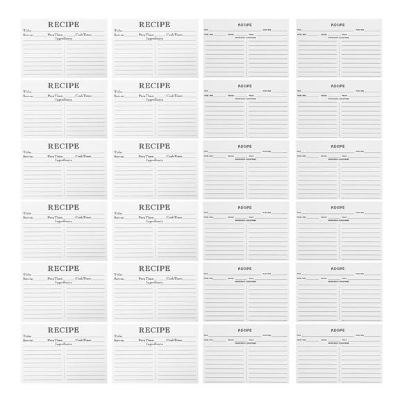 OUNONA 50pcs Blank Recipe Cards for Wedding and Bridal Shower Double Sided Recipe Cards for Recording Paper Sheets Food Note Cards
