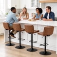 thumbnail image 4 of FIRAVOE Bar Stools Set of 4, Adjustable Swivel Bar Stools with Back, PU Leather Bar Height Bar Stools Double-Layer Upholstered Barstools Bar Chairs for Kitchen Island, Brown, 4 of 10
