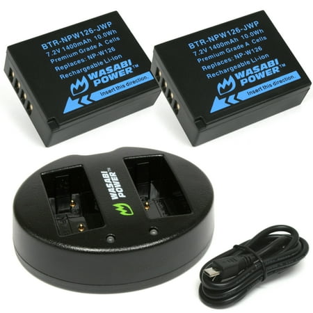 Wasabi Power Battery (2-Pack) and Dual Charger for Fujifilm NP-W126  NP-W126S