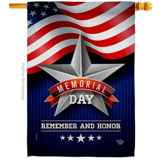 Ornament Collection  28 x 40 in. Memorial Day Star American Vertical House Flag with Double-Sided Decorative Banner Garden Yard Gift