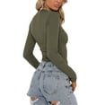 thumbnail image 5 of Liacowi Women Basic Long Sleeve T Shirts Crewneck Ribbed Knit Slim Fit Crop Tops Streetwear, 5 of 6