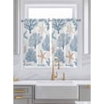 thumbnail image 2 of Light Blue Coral Coastal Kitchen Curtains 54 Inches length, Summer Beach Starfish Shell Window Treatment Curtain Drapes, Thermal Insulated Drapes for Basement Hotel RV, 42"x54", 2 Panels, 2 of 7