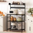 thumbnail image 2 of HOMCOM Kitchen Bakers Rack with Power Outlet, Coffee Bar, Distressed Black, 2 of 10