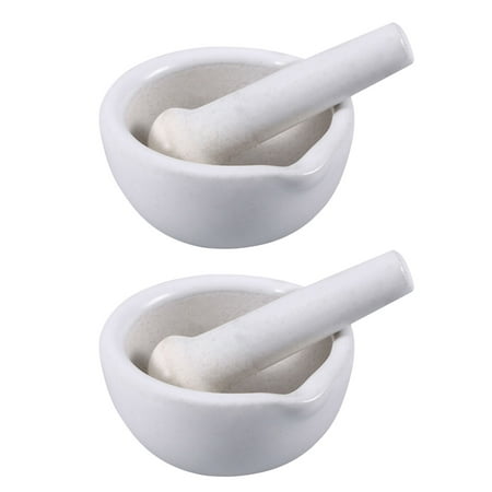 

2 Sets Mortar and Pestle Kit Porcelain Medicine Grinding Bowl Pounding Stick