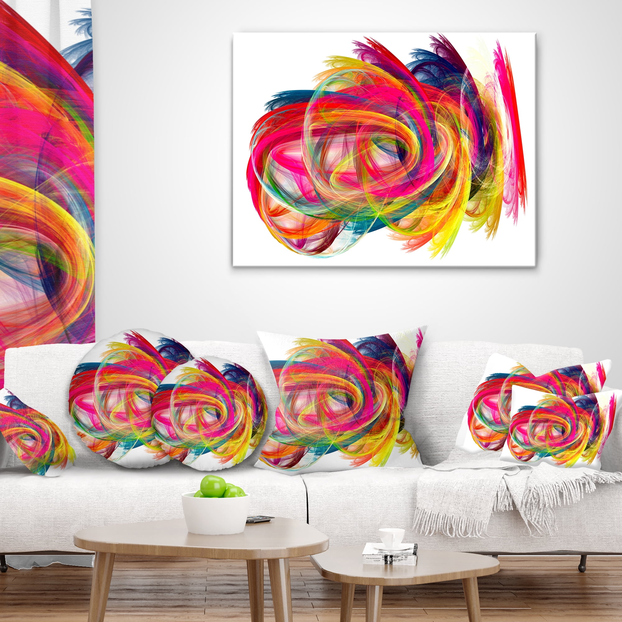 Designart Colorful Thick Strokes - Abstract Throw Pillow - 18x18