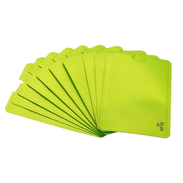 Unique Bargains Pochettes de Blocage RFID Prévention du Vol d'Identité Cartes de Crédit Protecteur Sécurisé Supports Pochettes Vert Lot de 10