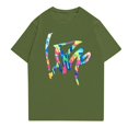 thumbnail image 2 of NAMTYQX Womens T Shirts Loose Fit Loose Gemustertes Oversized Short Sleeve Fashion Crew Neck Lightweight Soft Graphic Women's Summer Tops Army Green Size M, 2 of 4