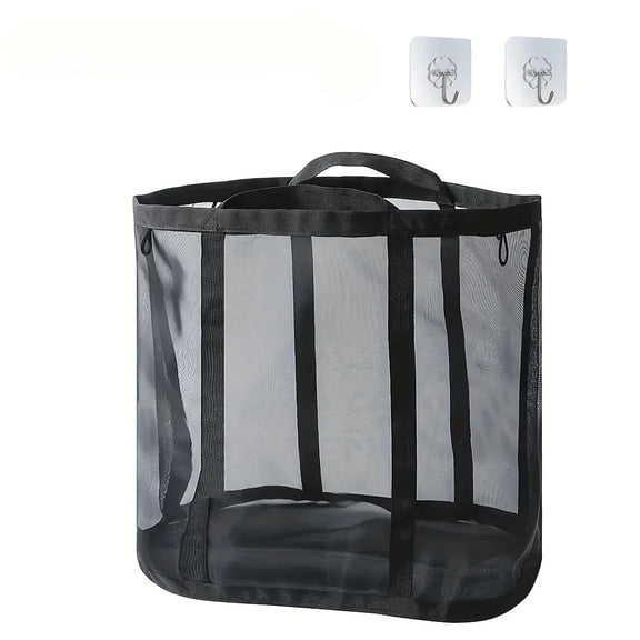 Extra-Large Foldable Mesh Laundry Basket with Handles, Rectangular Space-Saving Hamper for Home, Travel & Laundry Rooms