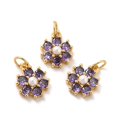 thumbnail image 2 of Rack Plating Brass Micro Pave Cubic Zirconia Charms with Pearl Cadmium Free & Lead Free Real 18K Gold Plated Flower Medium Purple 12.5x10.5x4mm Hole: 3.6mm, 2 of 4