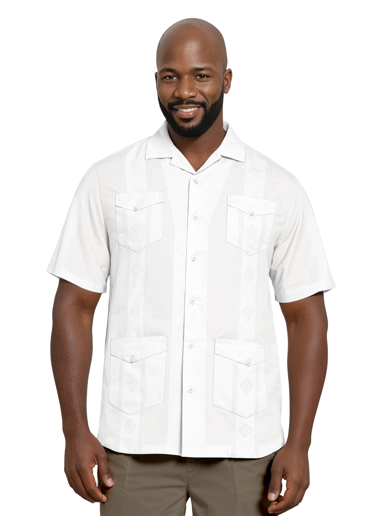 Havanera Men's and Big Men's Camp Collar Guayabera Short Sleeve Button-Down Shirt, Sizes S-5XL
