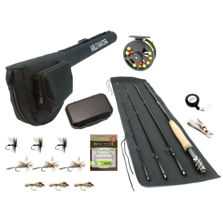 Wild Water Fly Fishing, 8 Foot, 5 Weight Rod and Reel, Combo Kit 