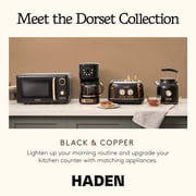 Haden Dorset Electric Water Kettle & 4 Slice Wide Toaster, Black & Copper