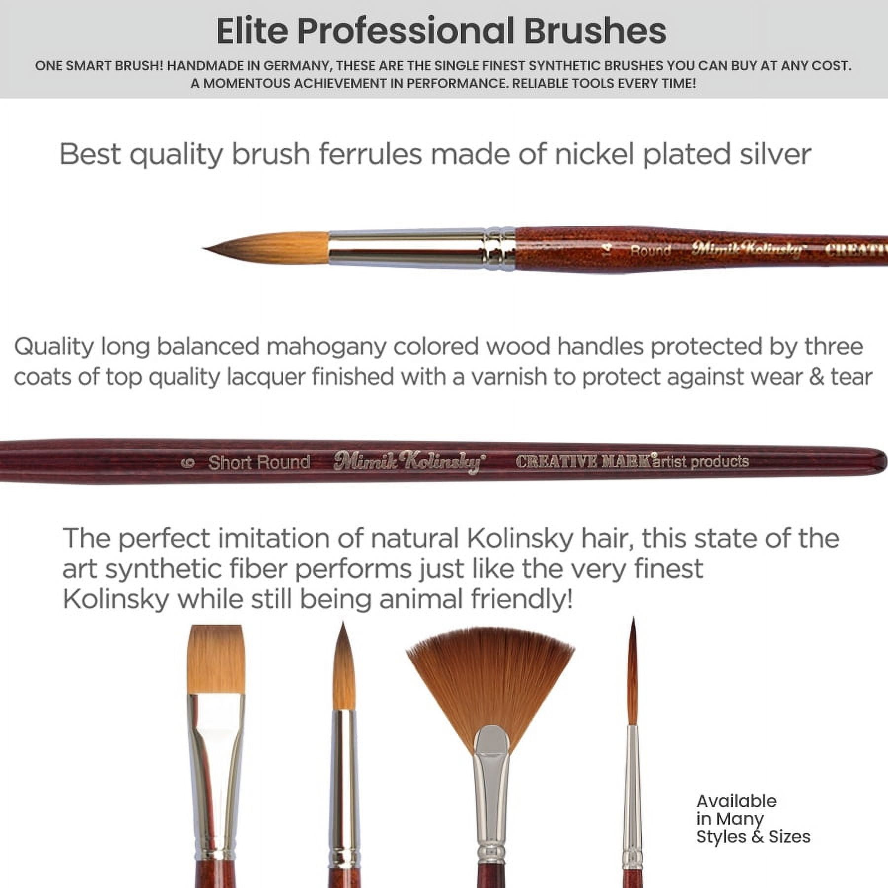 Creative Mark Mimik Kolinsky Watercolor Brush - # 2 Bright - Long Handle Synthetic Paint Brush - Handmade in Germany - Synthetic Sable Paint Brushes for Professional Artists - Animal-Friendly