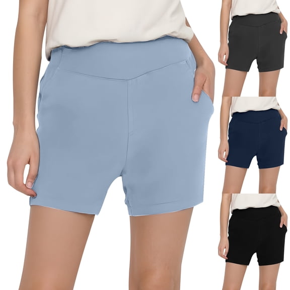 ZyeKqe High Waisted Shorts for Women Wide Leg Pull on Summer Beach Lounge Shorts with Pockets