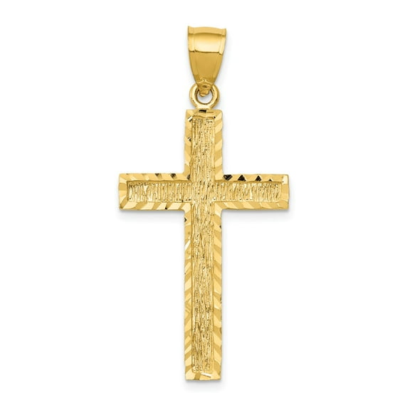 Real 14kt Yellow Gold Diamond-cut Cross Pendant; for Adults and Teens; for Women and Men