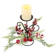 thumbnail image 4 of Northlight Apples and Berries Christmas Pillar Candle Holder - 10" - Green and Red, 4 of 7