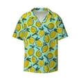 thumbnail image 2 of Lsque Lemon1 print Men's Cuban Collar Short Sleeve Shirt Summer Beachwear Casual Button Down Fashionable Vacation Leisure Shirt-Medium, 2 of 7