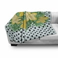 thumbnail image 2 of Hibiscus Soft Flannel Fleece Throw Blanket, Exotic Bouquet on Polka Dots Background, Cozy Plush for Indoor and Outdoor Use, 50" x 60", Baby Blue Yellow Green, by Ambesonne, 2 of 5
