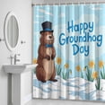 thumbnail image 5 of Happy Groundhog Day Shower Curtain for Bathroom Decor, Cartoon Yellow Floral Blue Sky White Snow Waterproof Fabric Shower Curtain, 36"x72" Set with 12 Hooks, 5 of 9