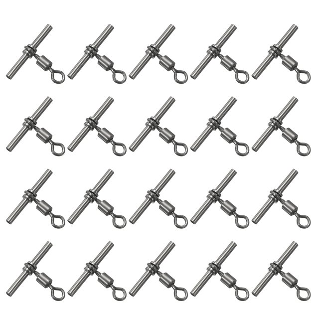 Unique Bargains T-Shape Fishing Swivels 41Lbs Swivels Fishing Tackle 3-Way Cross Line Swivels, 20 Pack