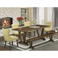 thumbnail image 3 of East West Furniture V-Style 6-piece Wood Dining Room Set in Brown/Limelight, 3 of 3