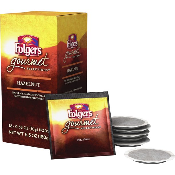 Folgers Gourmet Selections Hazelnut Coffee Pod, 18 / Box (Quantity)