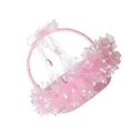thumbnail image 1 of 1 pink lace flower basket for weddings, parties, shower, 1 of 5