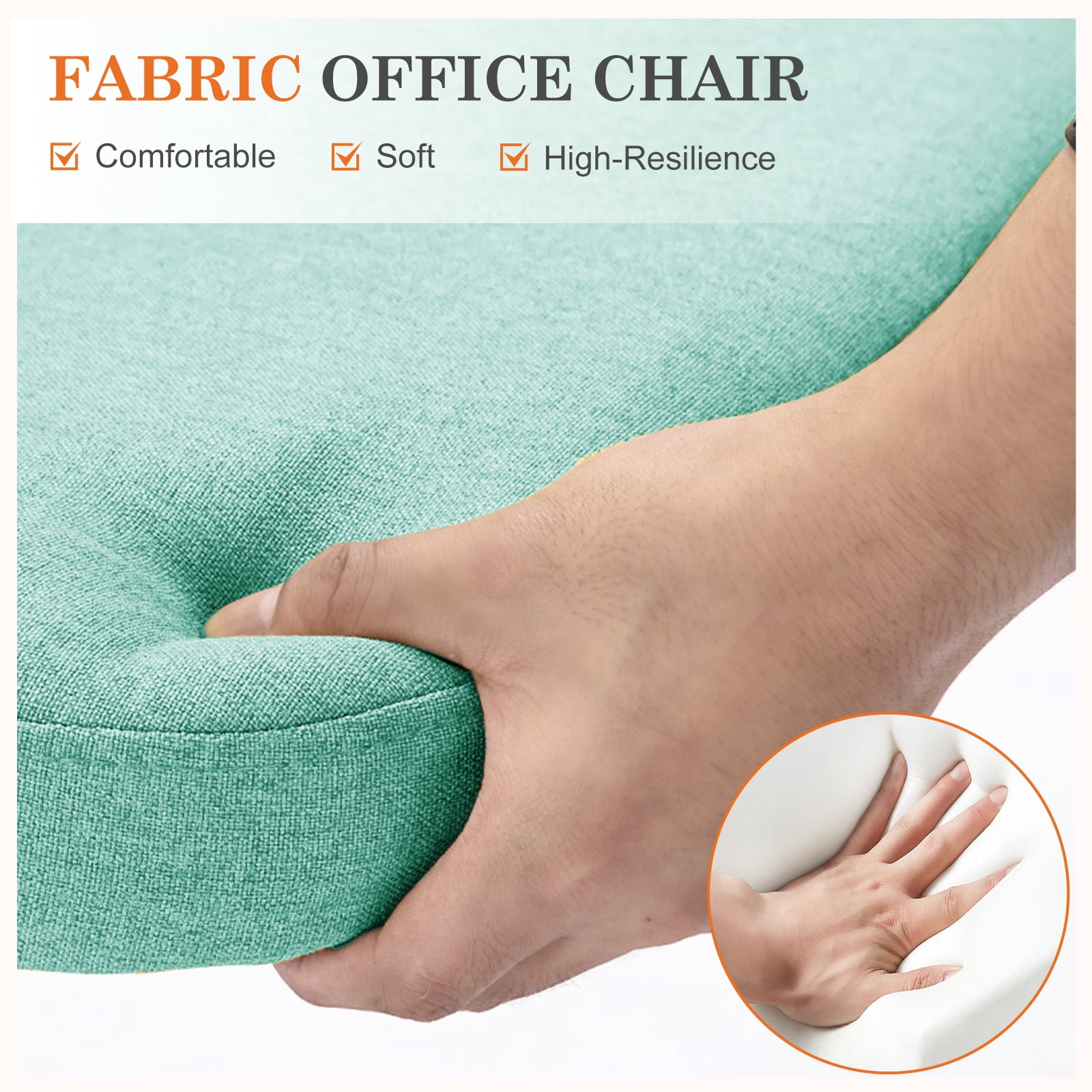 MAYEERTY Armless Office Desk Chair Height Adjustable ,Mid Back Accent Chair,Green