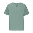 thumbnail image 3 of Raeneomay Casual Plus Size Tunics Tops Womens Solid Color V-Neck Loose Blouse Short Sleeve Casual Work Shirt Tunic Tops, 3 of 5