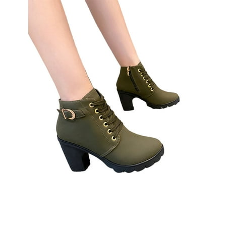 

Ritualay Womens Breathable Block Heel Booties Formal Comfort Heels Bootie Work Casual Round Toe Winter Shoes Green 8