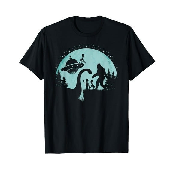 Bigfoot Loch Ness Monster Nessie Sasquatch Ufo Funny Aliens T-Shirt