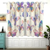 Butterflies Watercolor Curtain Black Out Thermal Insulation Curtains Aesthetic 54 Inch Length for Bedroom Living Room 2 panels set