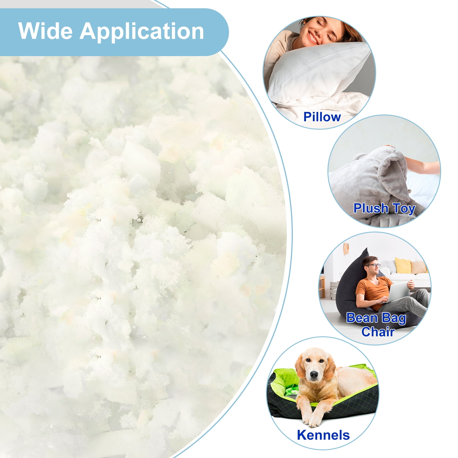 QQbed Shredded Memory Foam - Craft Foam - Replacement Fill for Pillows,  Bean Bags, Sofa Chair Cushion, Dog Beds, Stuffed Animals, Upholstery  Furniture