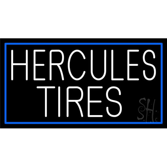 Hercules Tires LED Neon Sign 20 x 37 - inches, Clear Edge Cut Acrylic Backing, with Dimmer - Bright and Premium built indoor LED Neon Sign for automotive store, and mall.