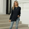 thumbnail image 2 of SWSMCLT Women's Soft Sweater Long Sleeve Casual Warm Tunic Top Knit Crewneck Fashion Spring Spandex Tunics Black Small, 2 of 5