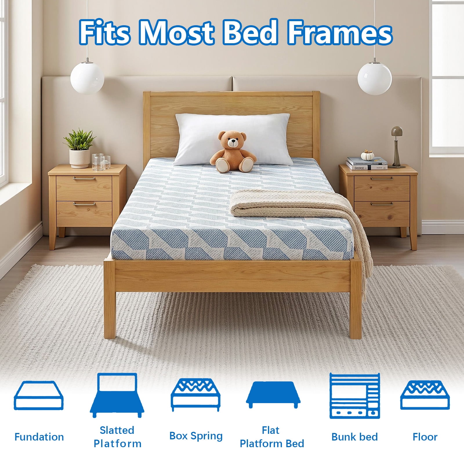 MCPRST 5" Memory Foam Mattress in a Box, Medium Firm with Gel Foam, Twin