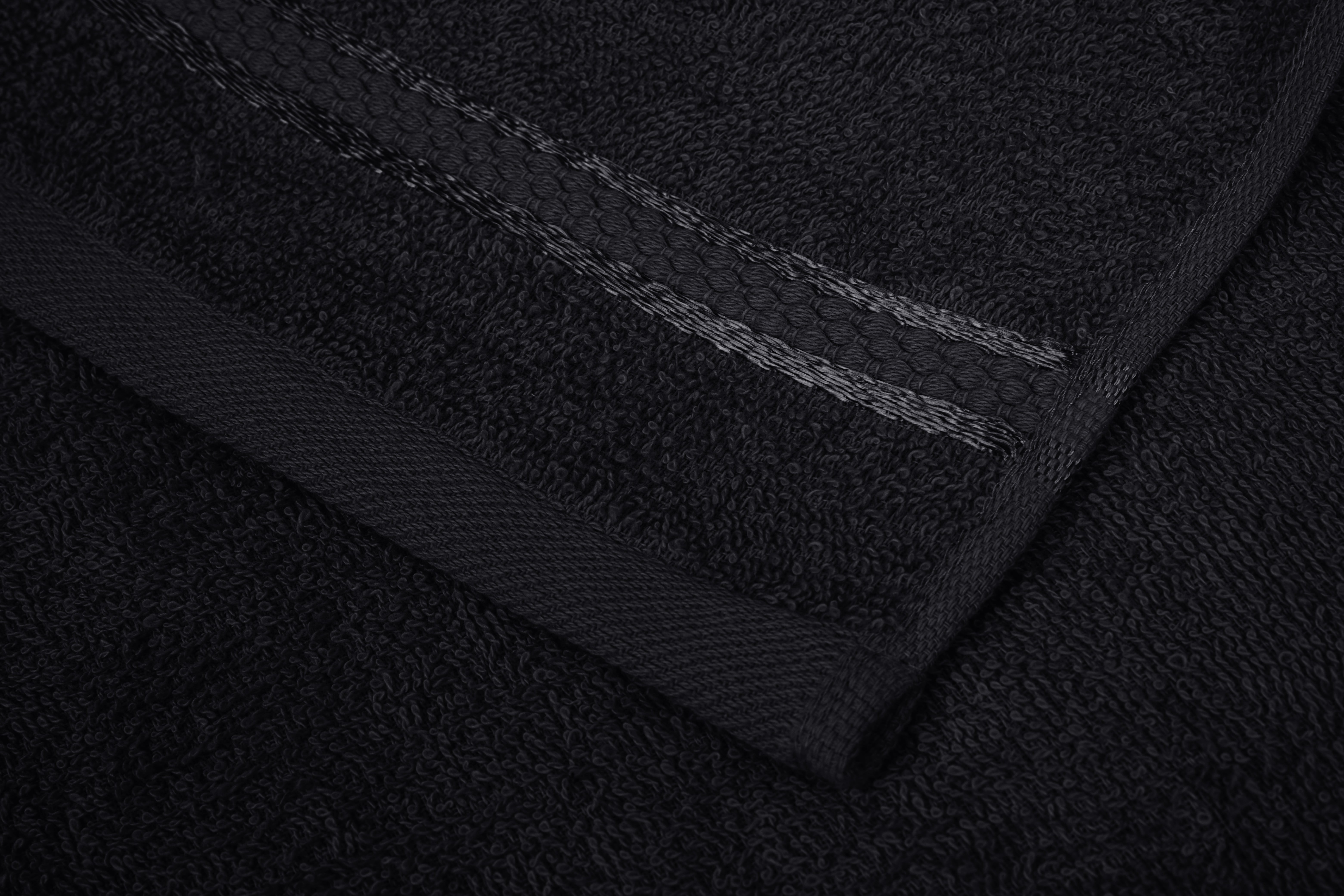 Dewall Maisons Elegant Black 8-Piece Cotton Washcloth Pack - Superior Soft And Absorbent, 12" x 12" Size - Perfect For Bathroom, Spa, Facial Care - Premium Hand And Face Towel Solution