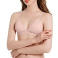 thumbnail image 5 of Xdegoge Bralette for Women Push up Spaghetti Strap Triangle V Neck Lace Bra Support Padded Wireless Pull on Breathable Underwear Breathable Comfort Everyday Bra Plus Size Underwear Pink S, 5 of 9