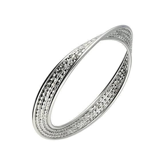 Sterling Silver Interlocked Multi Bangles Bracelet with Diamond Cut