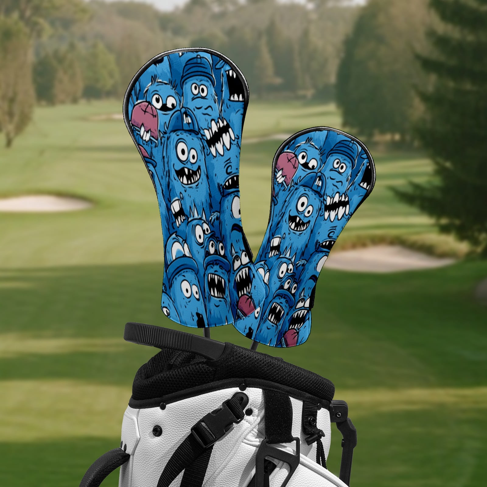 Golf Club Head Covers Funny Monster Premium Plush Velvet Lining, Waterproof Golf Headcovers Driver & Fairway Woods for Scratch Protection Novelty Gift for Men & Women