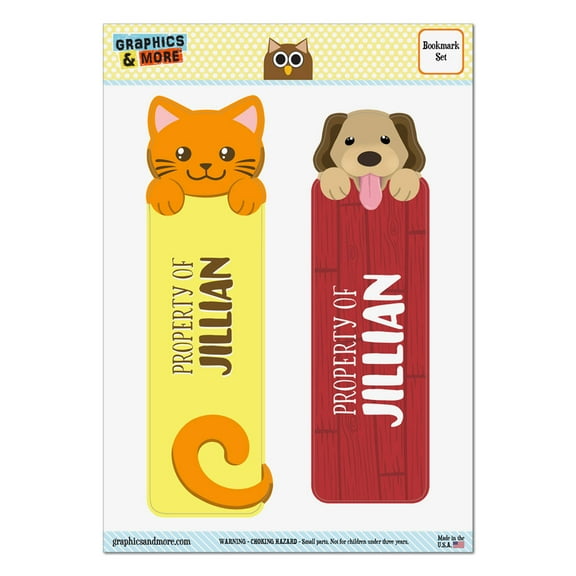 Jillian Orange Cat and Dog Set of 2 Glossy Laminated Bookmarks