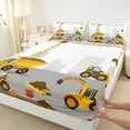 thumbnail image 3 of Manfei Boys Construction Vehicles Bed Sheets 4pcs, Kids Truck King Sheets, Bulldozer Tractor Sheet Set, Breathable Home Decor, 3 of 6