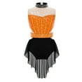thumbnail image 4 of Kaerm Kids Girls Gymnastics Ballet Skirted Leotard Sleeveless Mock Neck Bodysuit Lyrical Dress Dance Costume Orange&Black 12, 4 of 6