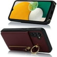 thumbnail image 3 of Samsung Galaxy A13 5G Phone Case for Women with Card Holder,Samsung A13 Case Wallet Crossbody Lanyard with Strap,Credit Card Slots Kickstand Case with Ring Holder,Burgundy, 3 of 16