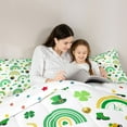thumbnail image 4 of Manfei St.Patrick Day 7-Piece Twin Bedding Sets,Four Leaf Clover Bedding Comforter Set,Green Rainbow Striped Sheet Sets For Girl Boys,Super Cozy Room Decor Reversible, 4 of 8