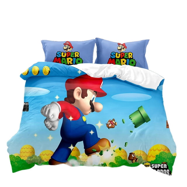 Sonic And Mario Duvet Cover Suit, Microfiber Quality Duvet Cover And Pillowcase, 3 Piece Set-SHUNJING