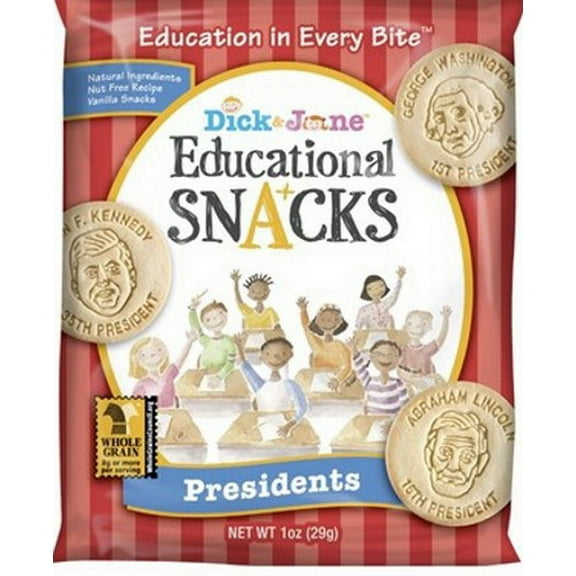 (Price/Case)Dick And Jane President Educational Snack Crackers 1 Ounce Pouch - 120 Per Case