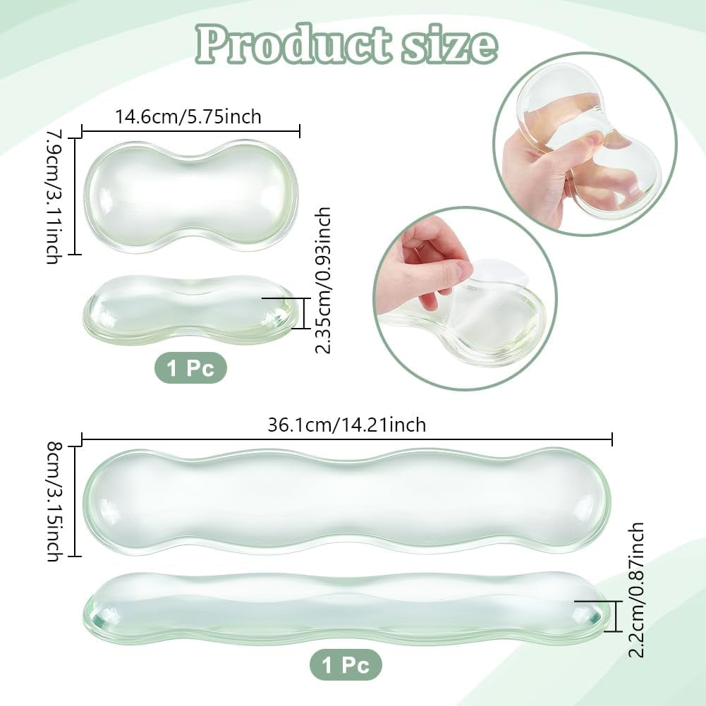2Pcs 2 Styles Silicone Wrist Rest for Keyboard and Mouse Clear Gel Keyboard and Mouse Wrist Rest Set Desk Pads Support Hand Pink